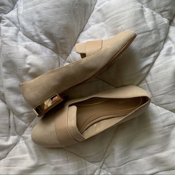 Aldo Shoes - aldo brocket bone creme color velvet flats